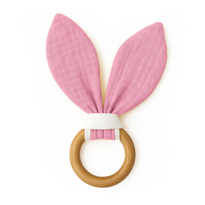 anneau de dentition rose en coton bio papate