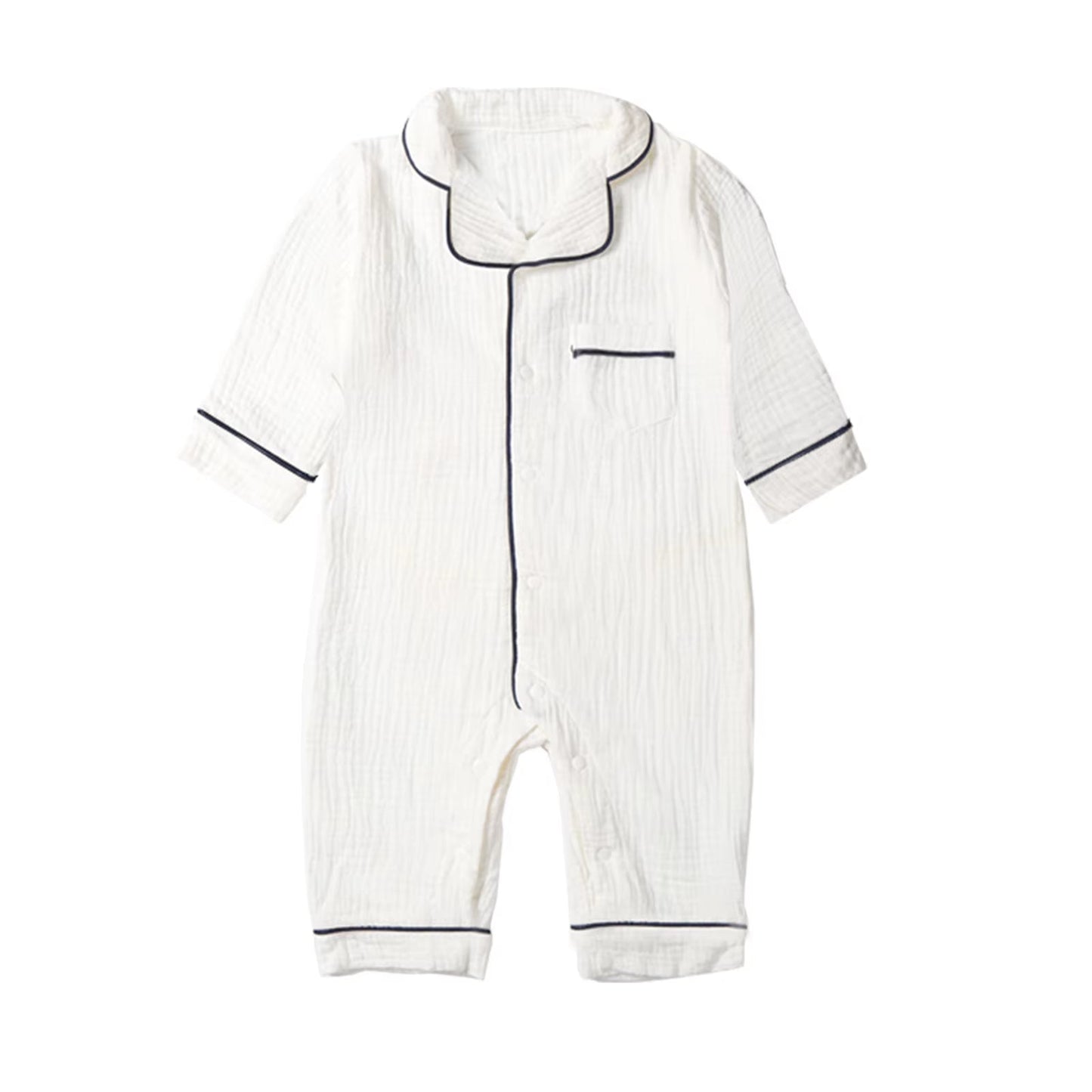 Autumn Baby Sleepwear Organic Cotton Clothes for Boy Girl Newborn Pajama Solid Color Muslin Romper Kids Pajamas Toddler Jumpsuit - Baby Organic