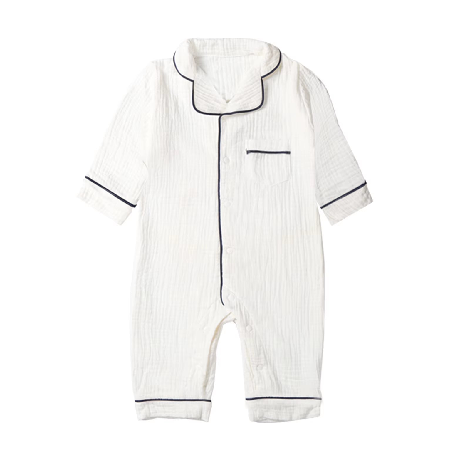 Autumn Baby Sleepwear Organic Cotton Clothes for Boy Girl Newborn Pajama Solid Color Muslin Romper Kids Pajamas Toddler Jumpsuit - Baby Organic