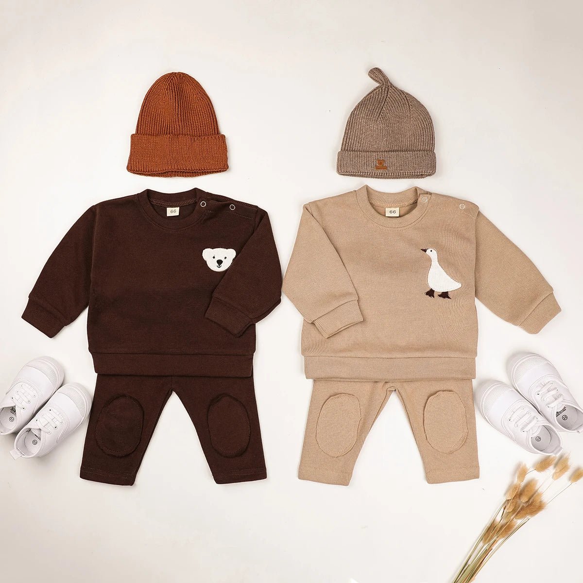 Baby Boy Clothes Set 2Pcs Organic Cotton Patch Goose Sweatshirts Tops+Pants Children Kids Outfits Toddler Baby Girl Clothes Sets - Baby Organic