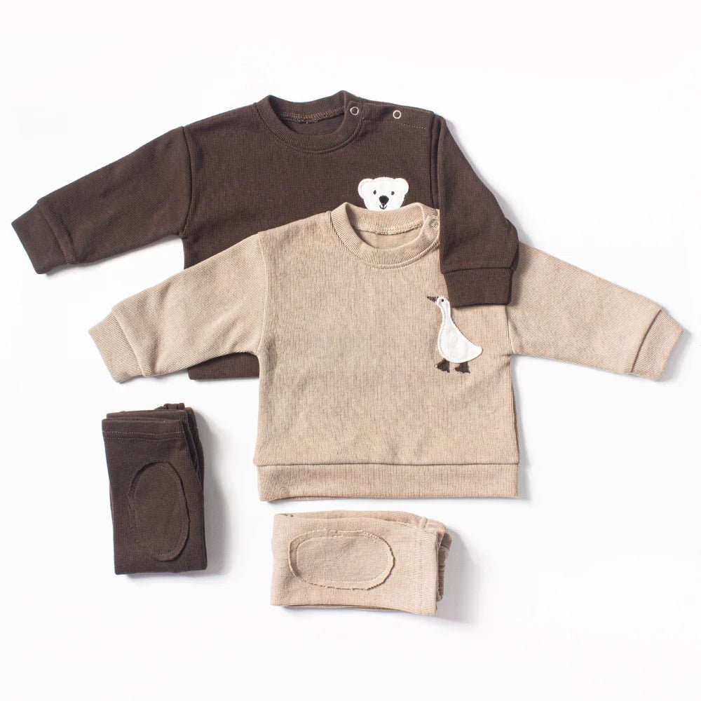 Baby Boy Clothes Set 2Pcs Organic Cotton Patch Goose Sweatshirts Tops+Pants Children Kids Outfits Toddler Baby Girl Clothes Sets - Baby Organic