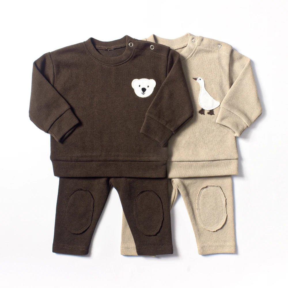 Baby Boy Clothes Set 2Pcs Organic Cotton Patch Goose Sweatshirts Tops+Pants Children Kids Outfits Toddler Baby Girl Clothes Sets - Baby Organic