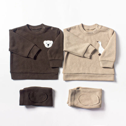 Baby Boy Clothes Set 2Pcs Organic Cotton Patch Goose Sweatshirts Tops+Pants Children Kids Outfits Toddler Baby Girl Clothes Sets - Baby Organic
