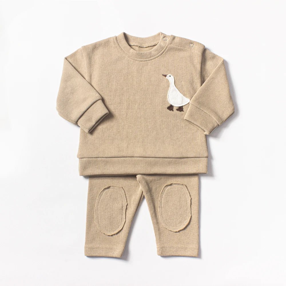 Baby Boy Clothes Set 2Pcs Organic Cotton Patch Goose Sweatshirts Tops+Pants Children Kids Outfits Toddler Baby Girl Clothes Sets - Baby Organic