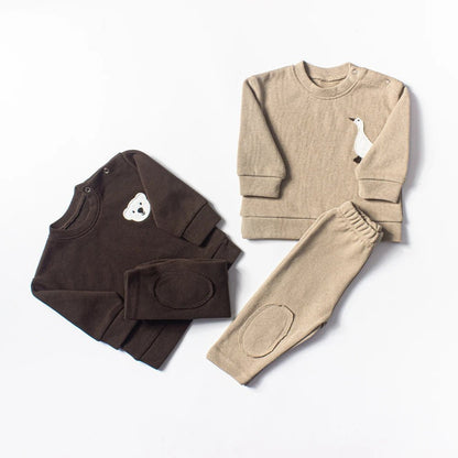 Baby Boy Clothes Set 2Pcs Organic Cotton Patch Goose Sweatshirts Tops+Pants Children Kids Outfits Toddler Baby Girl Clothes Sets - Baby Organic