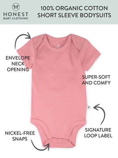 Baby Boy or Girl Gender Neutral Organic Cotton Short Sleeve Bodysuits, 3 Pack (Preemie-24 Months) - Baby Organic
