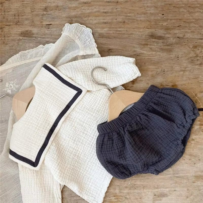 Baby Clothing Sets for 0-3Years Organic Cotton Navy Design Baby Boys Clothes Shirts + Bloomerst 2Pcs Kids Outfit Baby Costume - Baby Organic