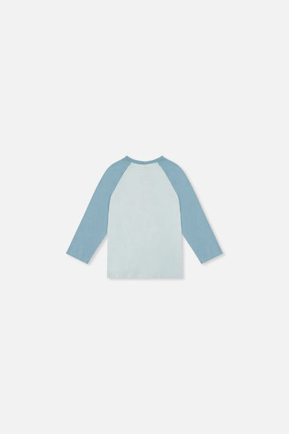 Baby Long Sleeve Raglan Organic Cotton T-Shirt Very Pale Turquoise - Baby Organic