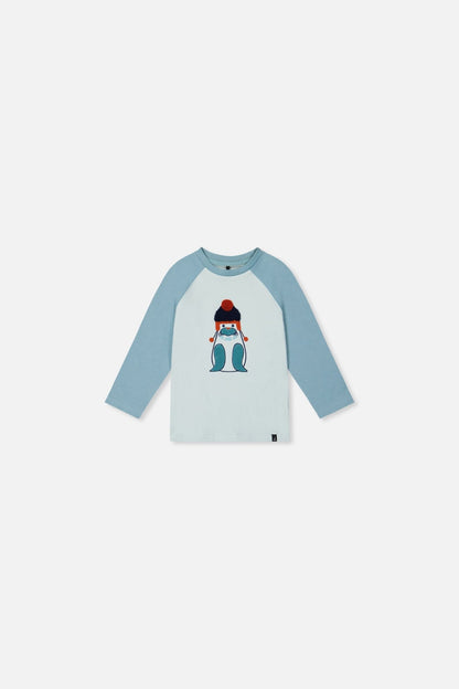 Baby Long Sleeve Raglan Organic Cotton T-Shirt Very Pale Turquoise - Baby Organic