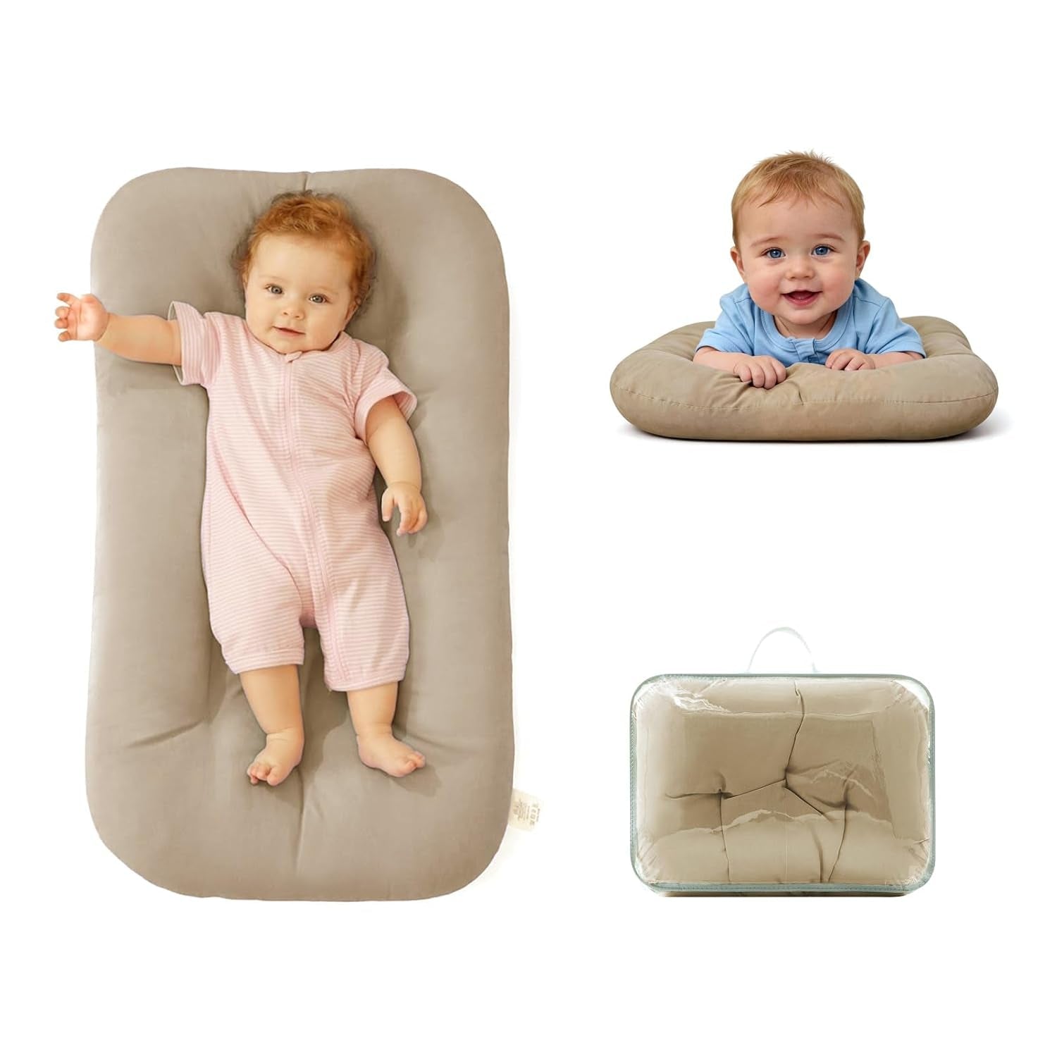Baby Lounger for Infants Babies 0-12 Months, Bionic Organic Lounger, Soft Cotton Breathable Infant Floor Seats & Loungers for Newborn Baby Shower Gifts - Baby Organic