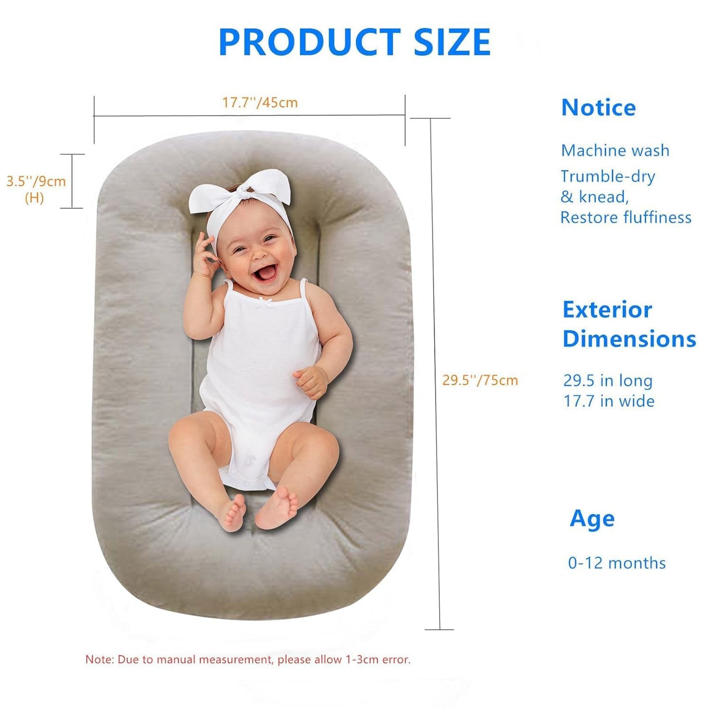 Baby Lounger for Infants Babies 0-12 Months, Bionic Organic Lounger, Soft Cotton Breathable Infant Floor Seats & Loungers for Newborn Baby Shower Gifts - Baby Organic