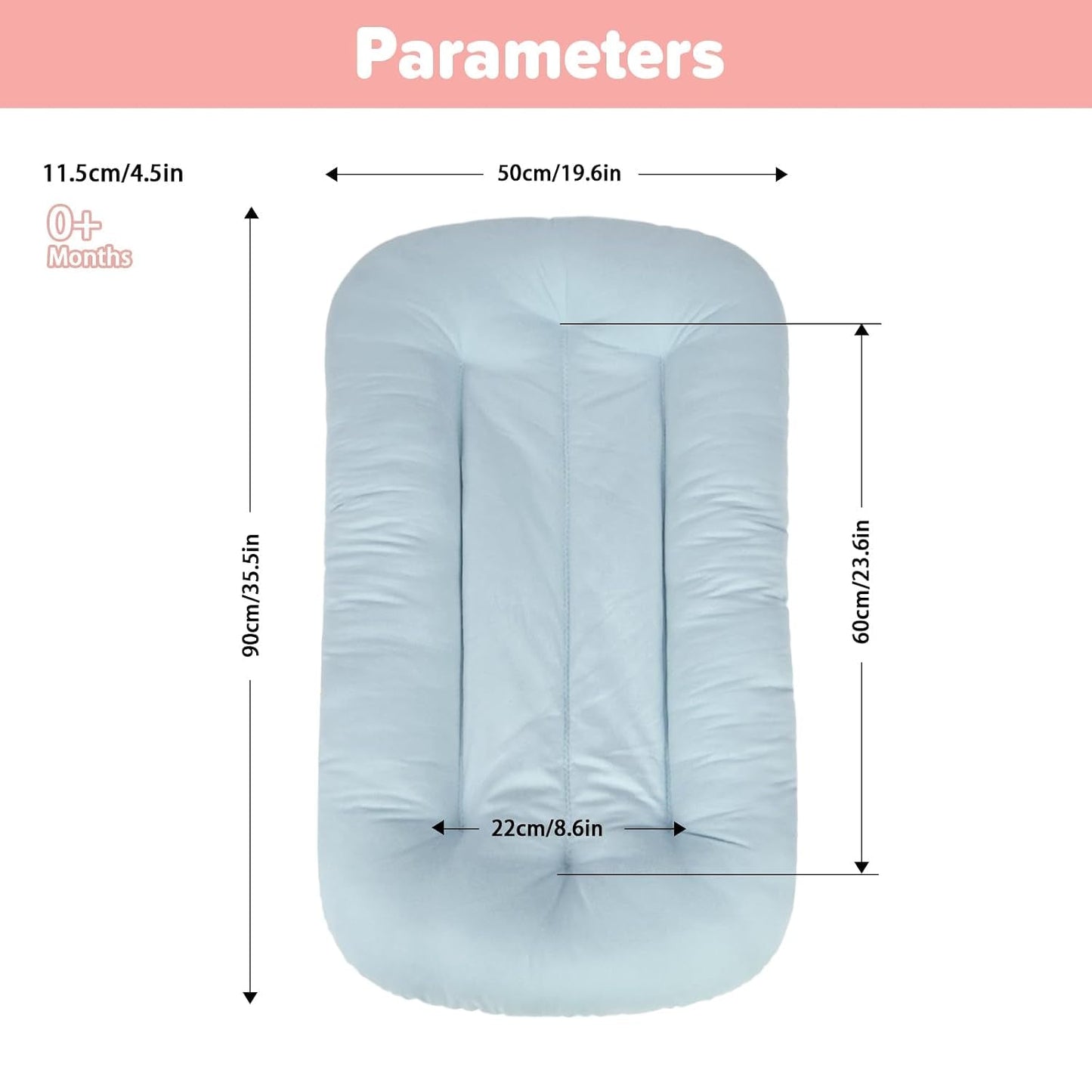 Baby Lounger for Infants Babies 0-24 Months, Bionic Organic Lounger, Soft Cotton Breathable Infant Floor Seats & Loungers for Newborn Baby Shower Gifts (Blue) - Baby Organic