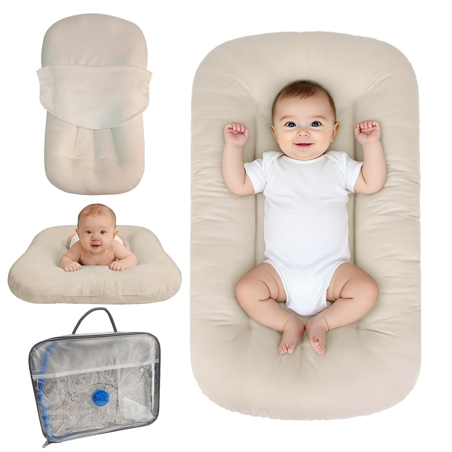 Baby Lounger for Infants Babies 0-24 Months, Bionic Organic Lounger, Soft Cotton Breathable Infant Floor Seats & Loungers for Newborn Baby Shower Gifts (Livid) - Baby Organic