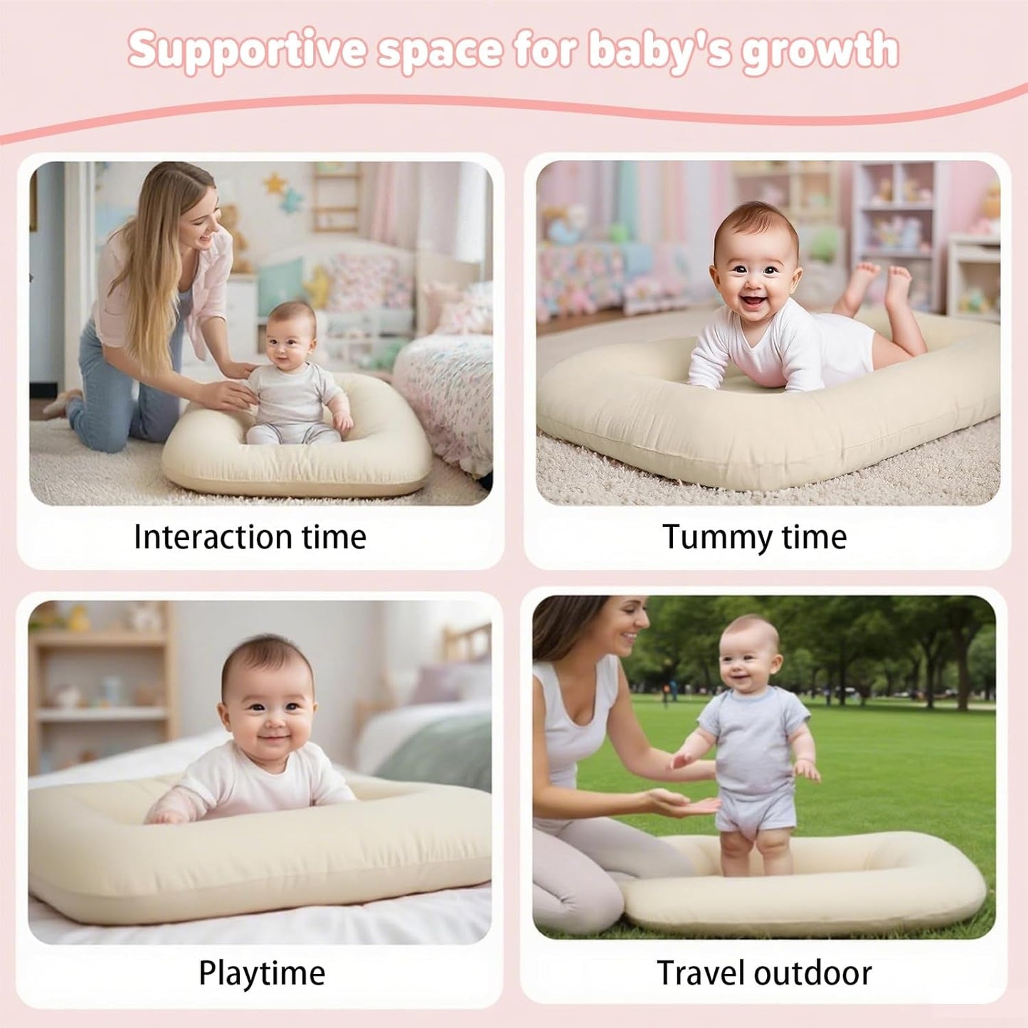 Baby Lounger for Infants Babies 0-24 Months, Bionic Organic Lounger, Soft Cotton Breathable Infant Floor Seats & Loungers for Newborn Baby Shower Gifts (Livid) - Baby Organic