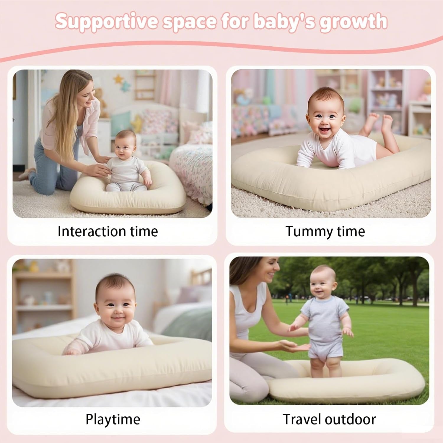 Baby Lounger for Infants Babies 0-24 Months, Bionic Organic Lounger, Soft Cotton Breathable Infant Floor Seats & Loungers for Newborn Baby Shower Gifts (Livid) - Baby Organic