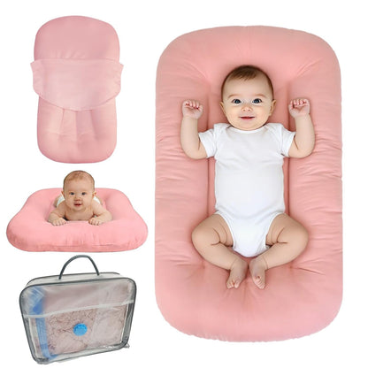 Baby Lounger for Infants Babies 0-24 Months, Bionic Organic Lounger, Soft Cotton Breathable Infant Floor Seats & Loungers for Newborn Baby Shower Gifts (Pink) - Baby Organic