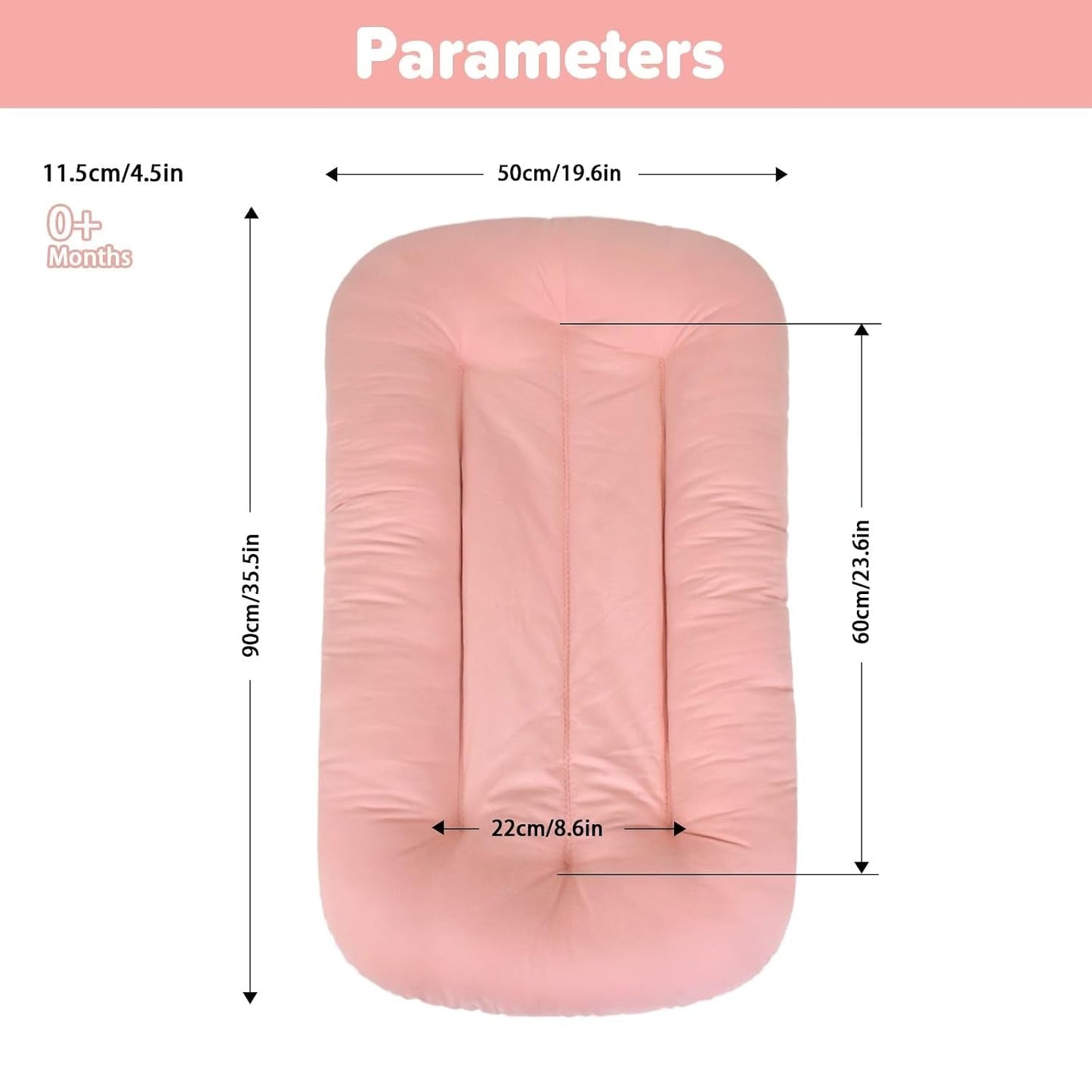 Baby Lounger for Infants Babies 0-24 Months, Bionic Organic Lounger, Soft Cotton Breathable Infant Floor Seats & Loungers for Newborn Baby Shower Gifts (Pink) - Baby Organic