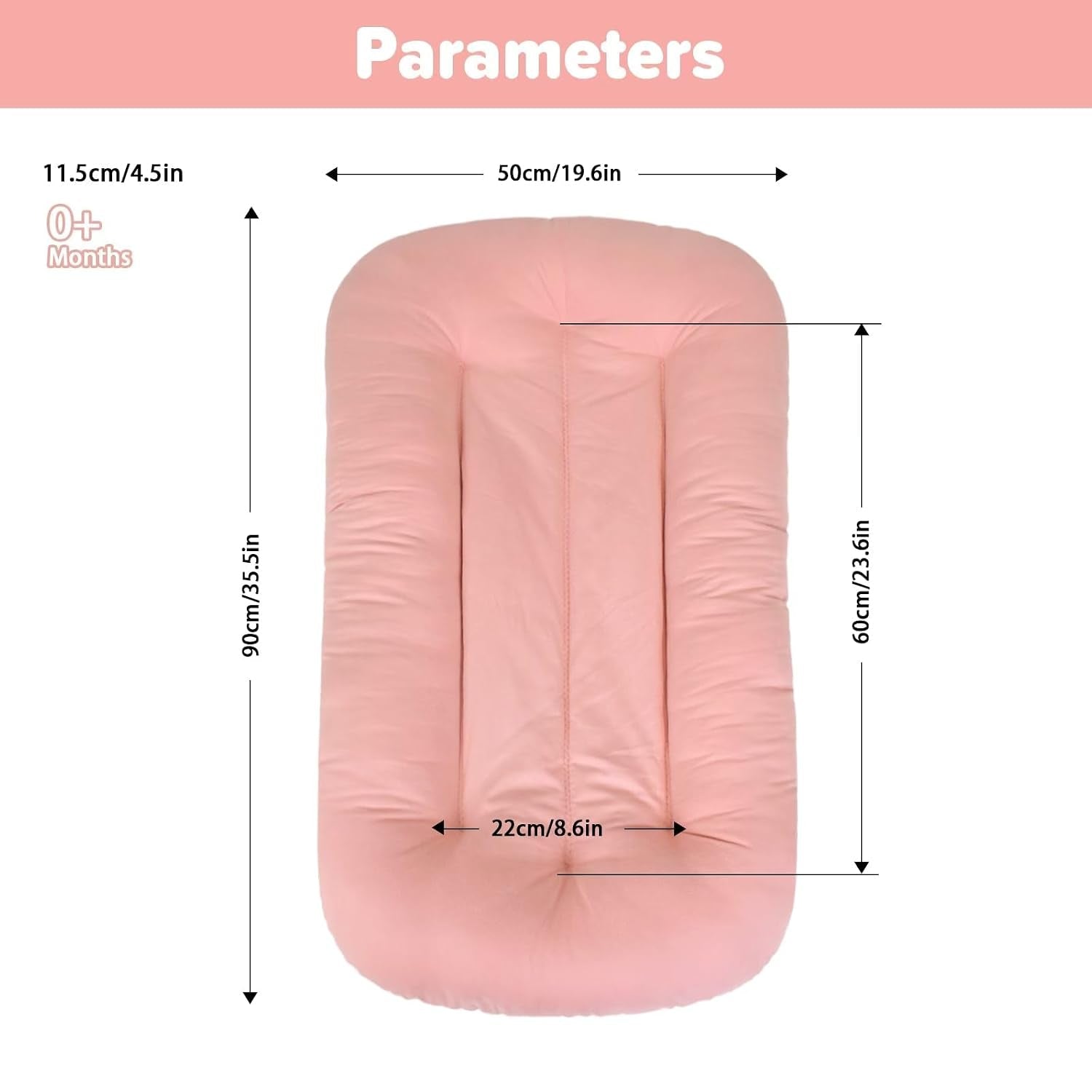 Baby Lounger for Infants Babies 0-24 Months, Bionic Organic Lounger, Soft Cotton Breathable Infant Floor Seats & Loungers for Newborn Baby Shower Gifts (Pink) - Baby Organic