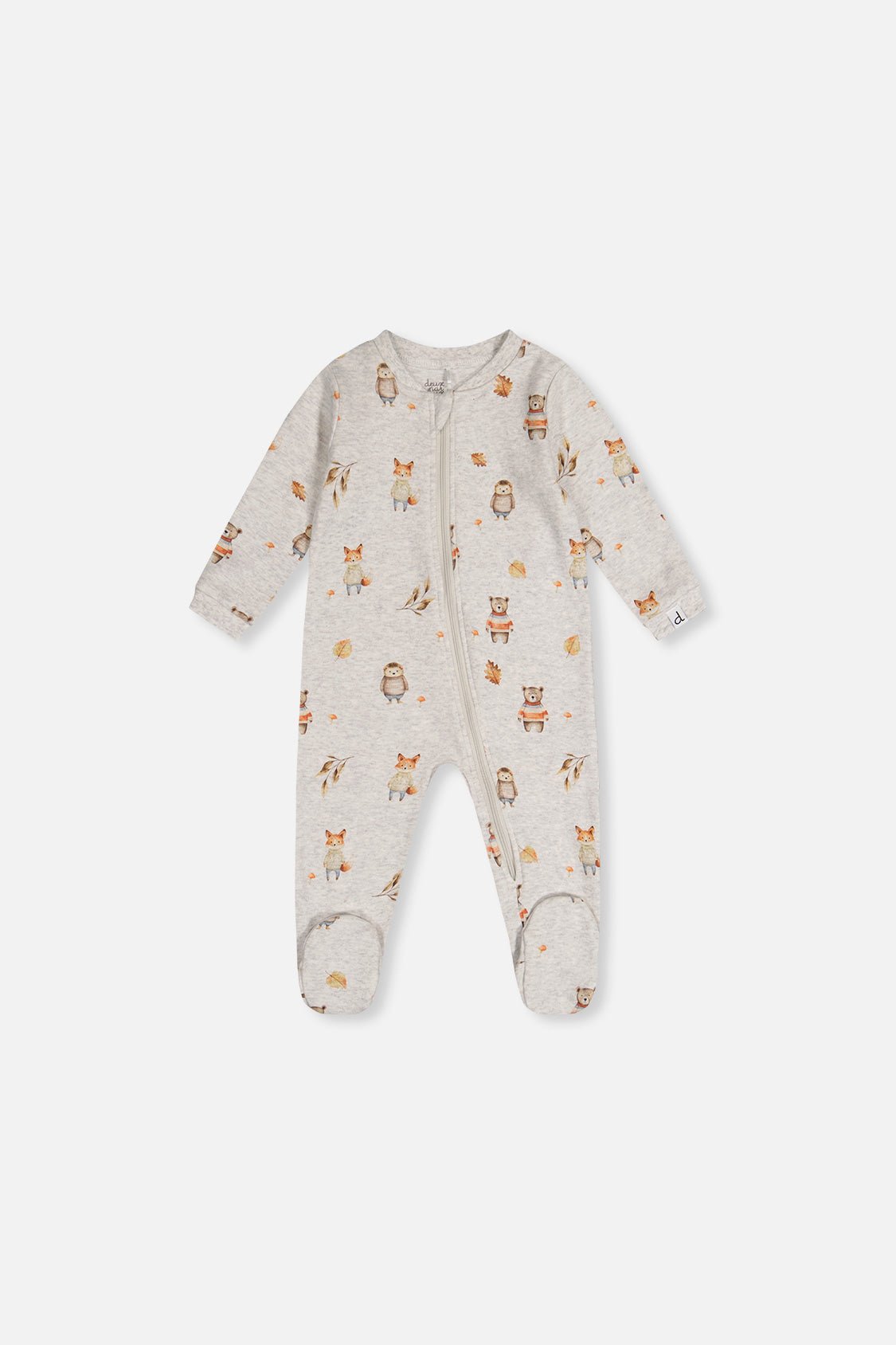 Baby Organic Cotton One Piece Pajama Beige Animal Print - Baby Organic