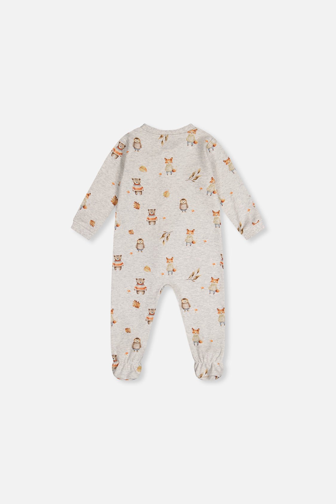 Baby Organic Cotton One Piece Pajama Beige Animal Print - Baby Organic