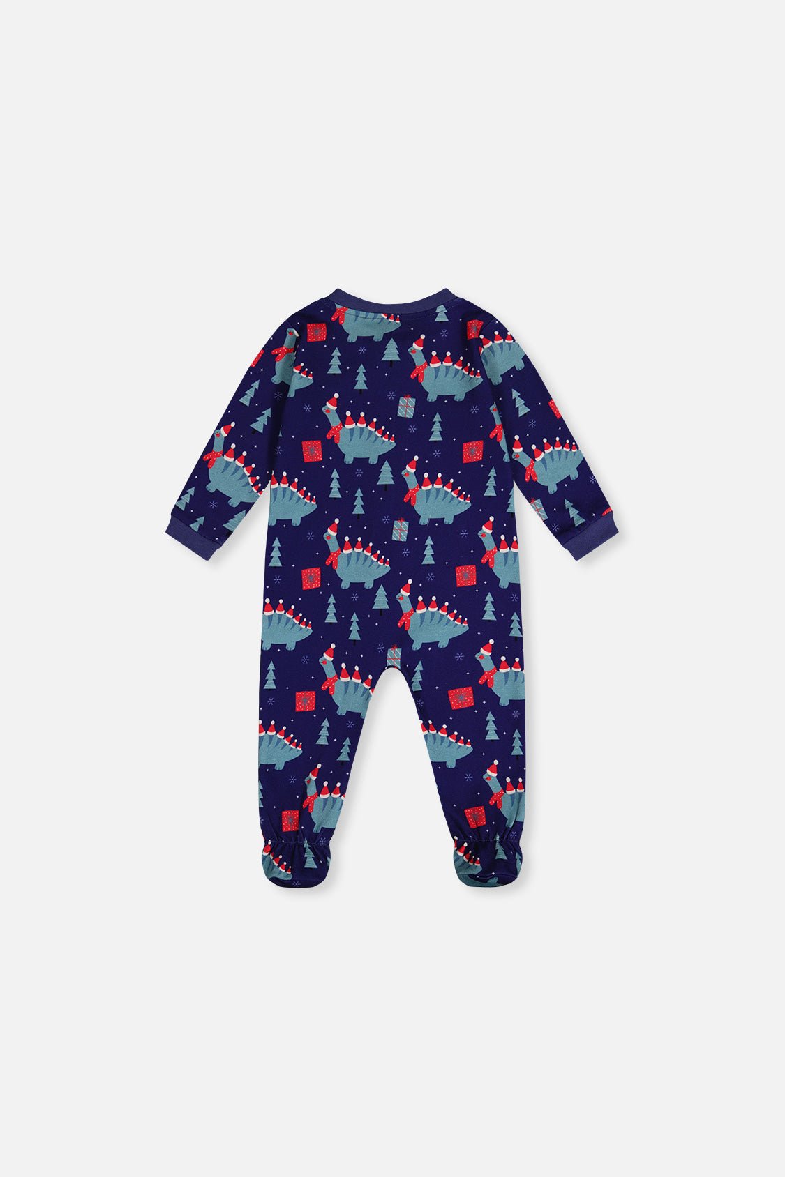 Baby Organic Cotton One Piece Pajama Blue Dinosaur Print - Baby Organic