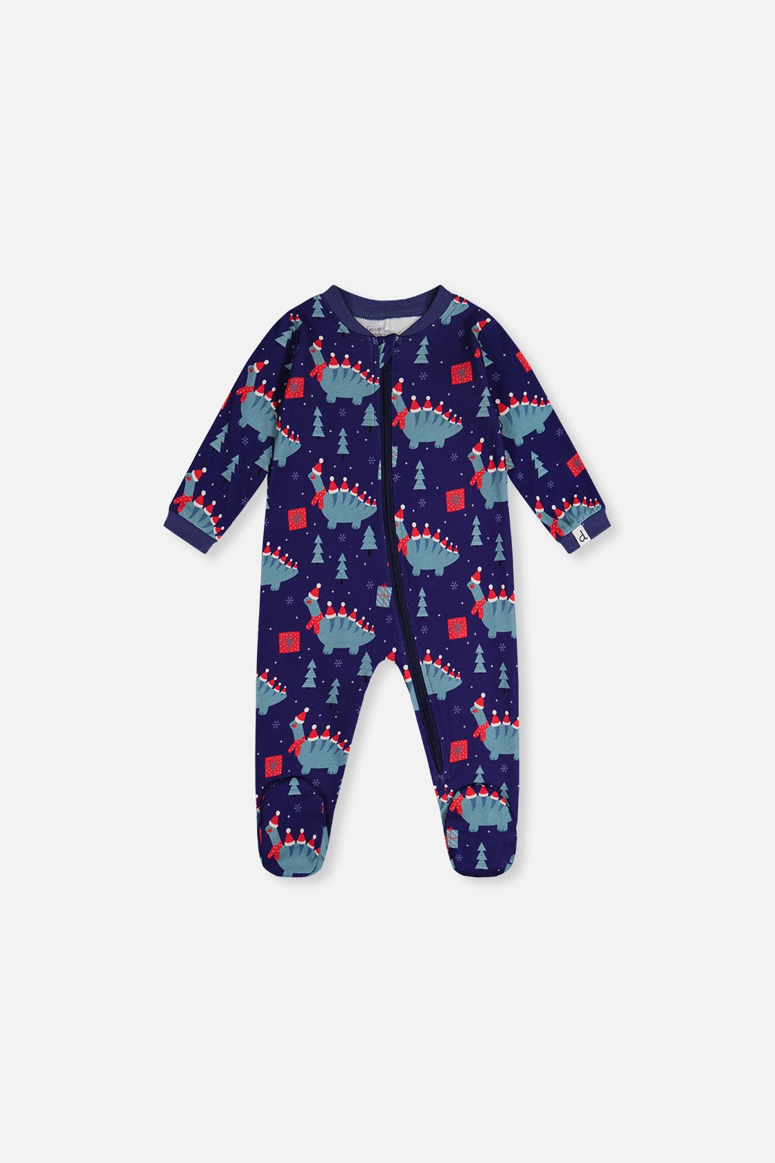 Baby Organic Cotton One Piece Pajama Blue Dinosaur Print - Baby Organic