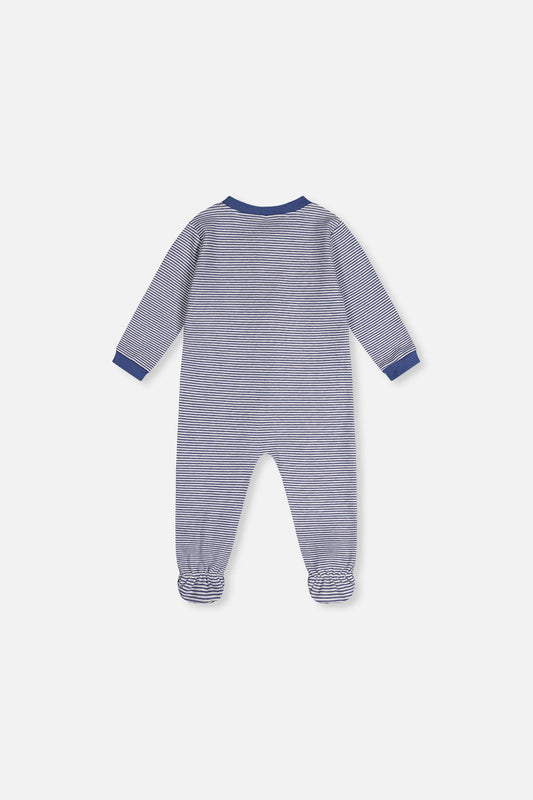 Baby Organic Cotton One Piece Pajama Blue Stripe Print - Baby Organic