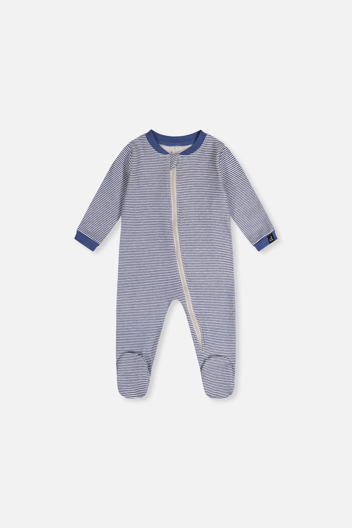 Baby Organic Cotton One Piece Pajama Blue Stripe Print - Baby Organic
