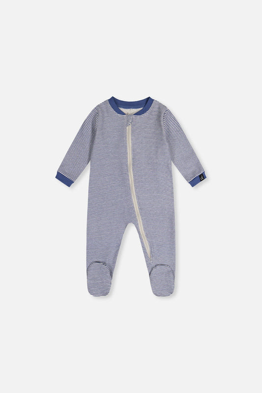 Baby Organic Cotton One Piece Pajama Blue Stripe Print - Baby Organic