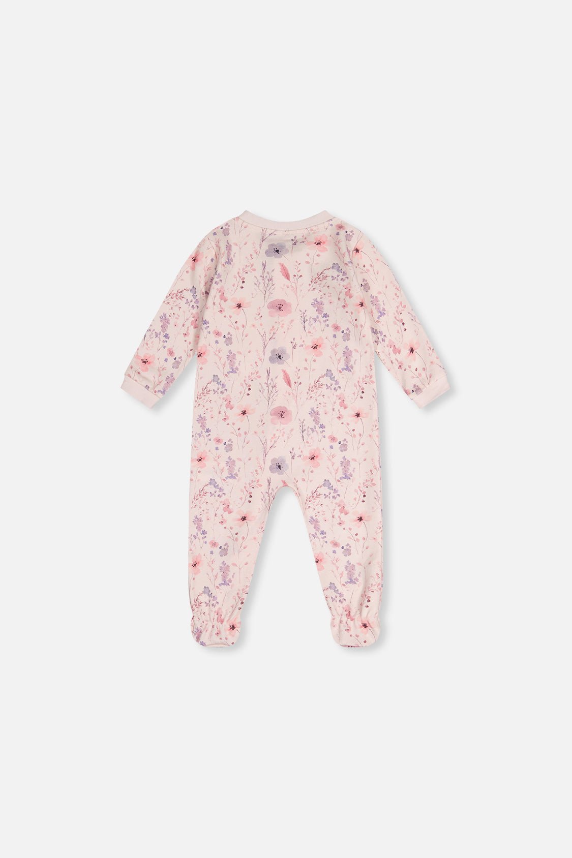 Baby Organic Cotton One Piece Pajama Pink Floral Print - Baby Organic