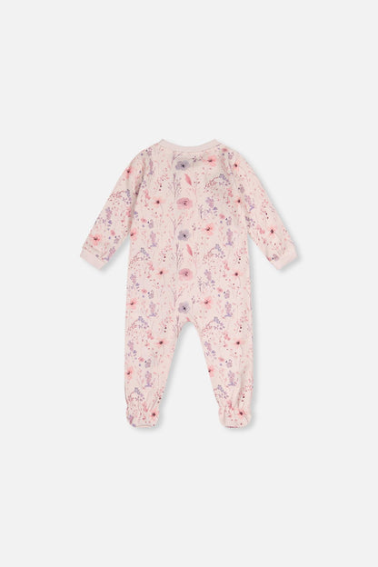 Baby Organic Cotton One Piece Pajama Pink Floral Print - Baby Organic