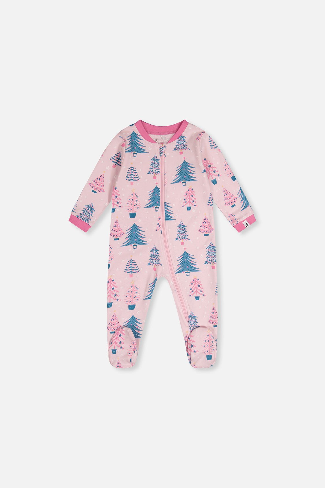 Baby Organic Cotton One Piece Pajama Pink Tree Print - Baby Organic