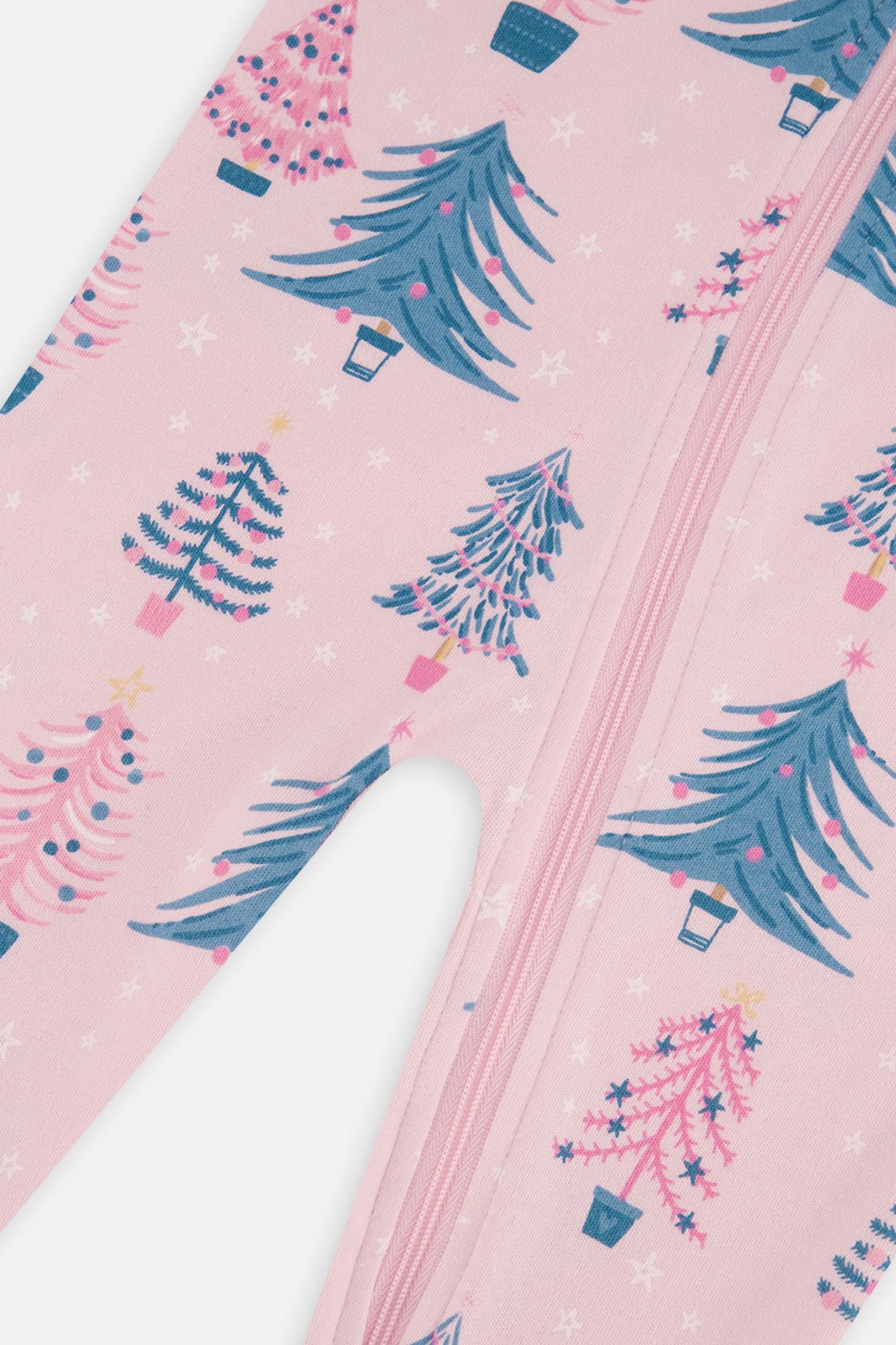 Baby Organic Cotton One Piece Pajama Pink Tree Print - Baby Organic