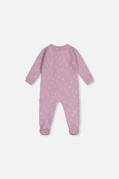 Baby Organic Cotton One Piece Pajama Purple Floral Print - Baby Organic