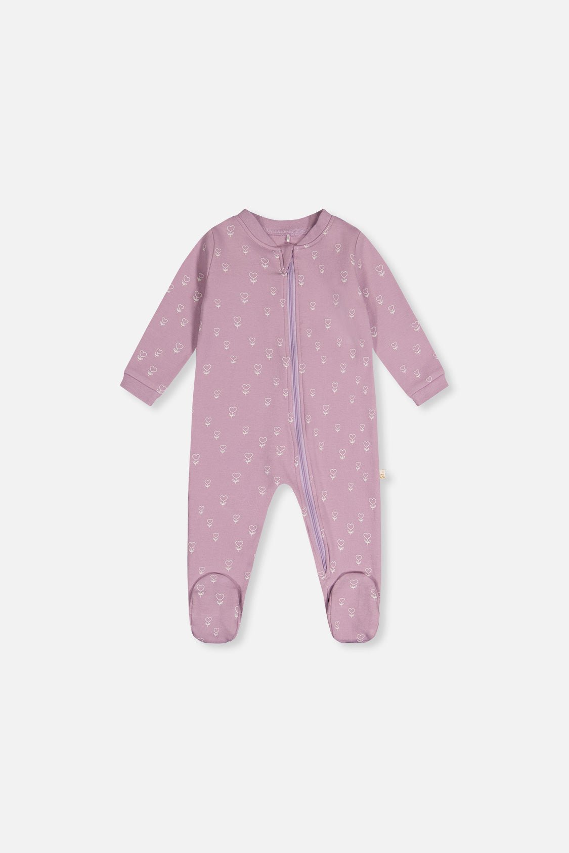 Baby Organic Cotton One Piece Pajama Purple Floral Print - Baby Organic