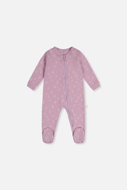 Baby Organic Cotton One Piece Pajama Purple Floral Print - Baby Organic