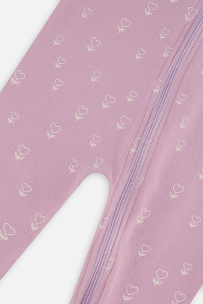 Baby Organic Cotton One Piece Pajama Purple Floral Print - Baby Organic