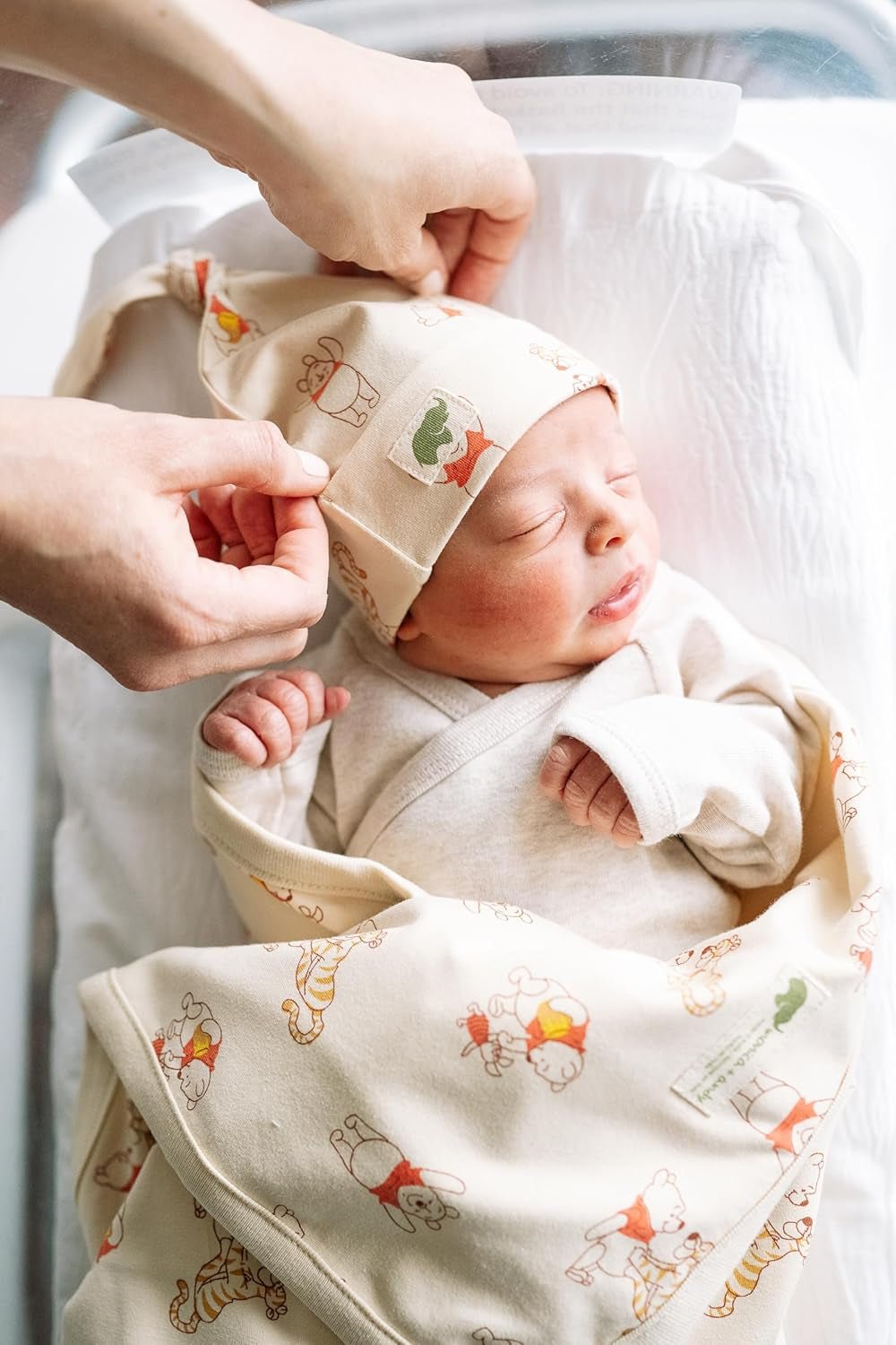 Baby wearing Organic Baby Kimono Tie One-Piece Bodysuit