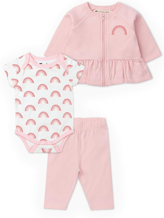 Organic Baby Outfit Set with zip-up jacket, bodysuit, and pants