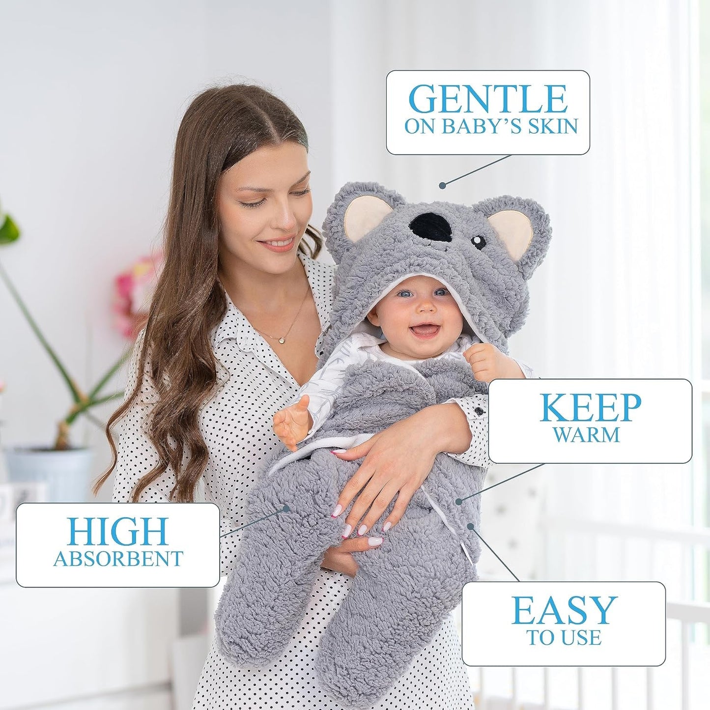 Baby Swaddle Blanket Koala 0-6 Months Cute Organic Ultra Soft Plush Stuff Must Have Infants Girls Boys Clothes Gender Neutral Essentials, Registry Gift Swaddling Wrap Shower - Baby Organic