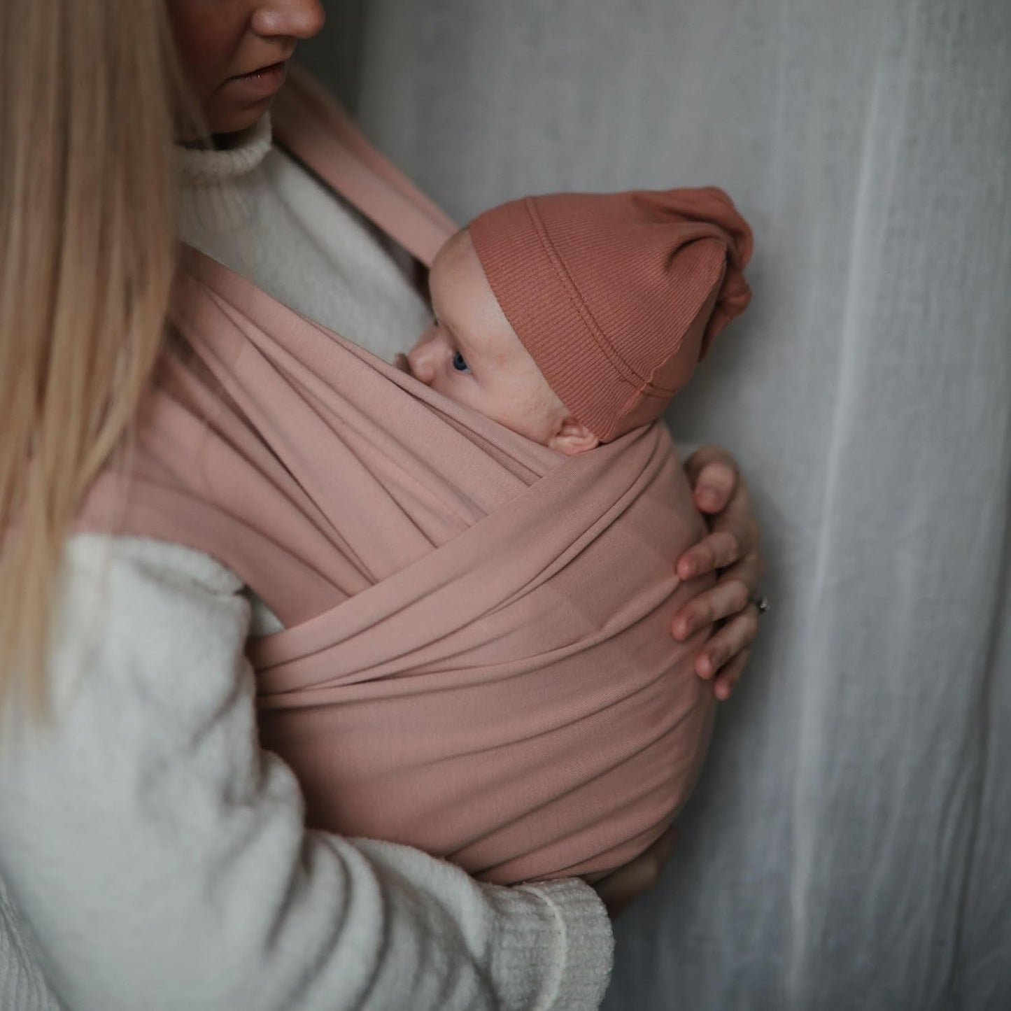 Baby Wrap Carrier | Organic Cotton and Elastane | Infant Sling for Newborn and Babies 8-35 Lbs (Blush) - Baby Organic