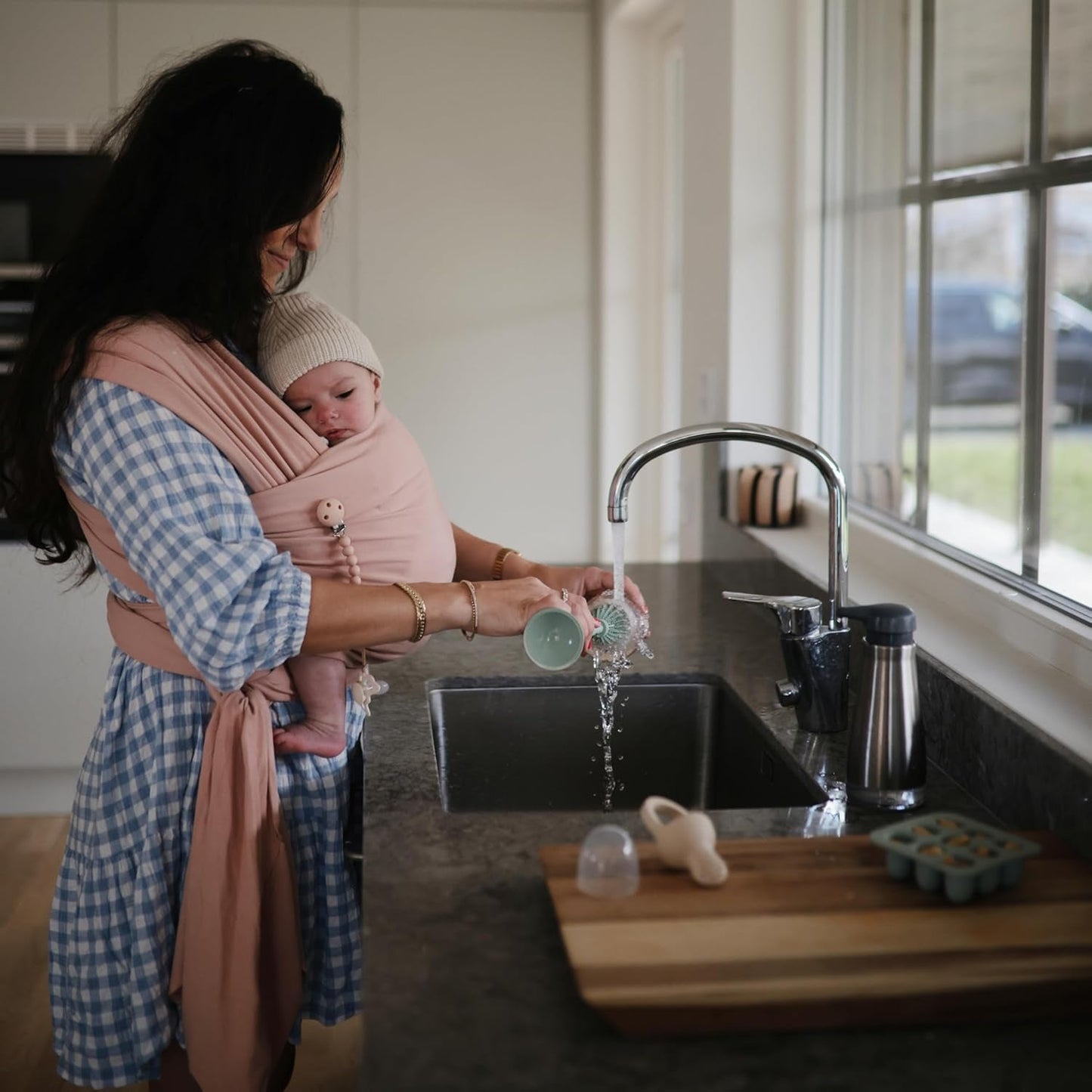 Baby Wrap Carrier | Organic Cotton and Elastane | Infant Sling for Newborn and Babies 8-35 Lbs (Blush) - Baby Organic
