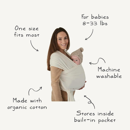 Baby Wrap Carrier | Organic Cotton and Elastane | Infant Sling for Newborn and Babies 8-35 Lbs (Blush) - Baby Organic