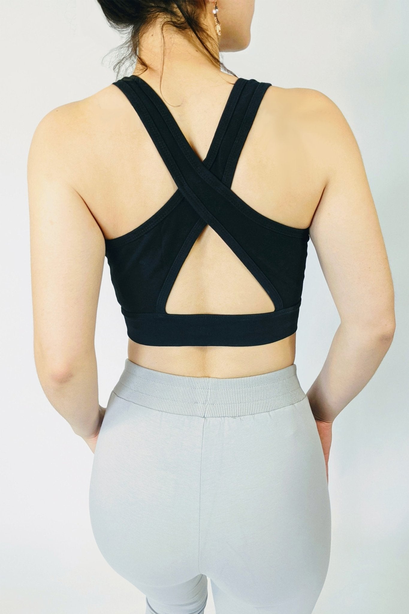 Back view of Black Organic Cotton Bra