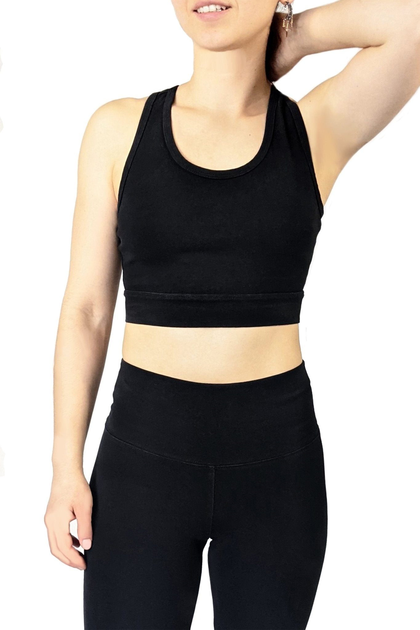 Black Organic Cotton Bra with breathable organic cotton fabric
