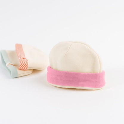 Bonnet de Naissance en Coton Bio Blanc et Rose - Baby Organic