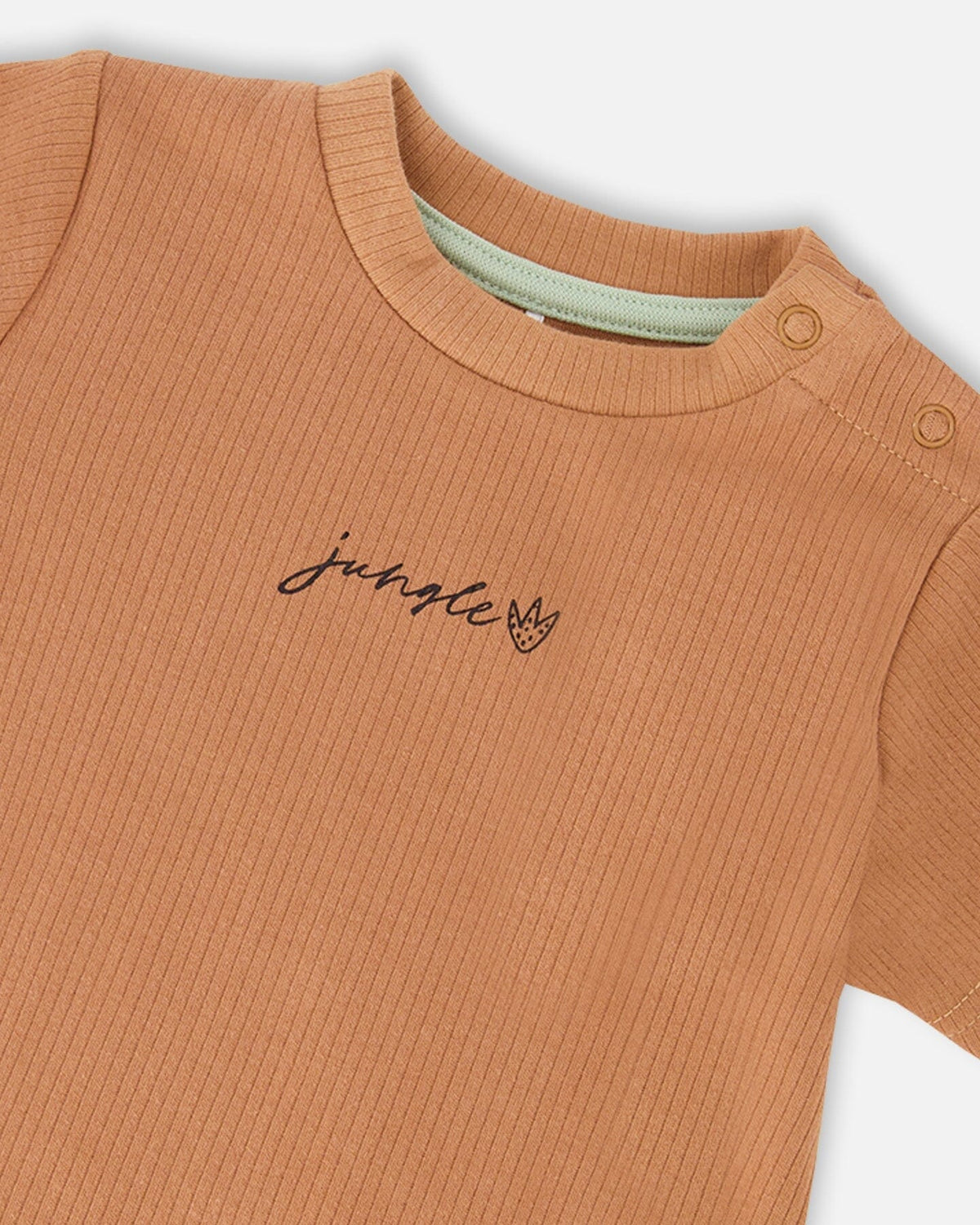 Cotton Rib Jersey T-Shirt And Organic Cotton Jersey Short Set Caramel And Beige Zebra Print - Baby Organic