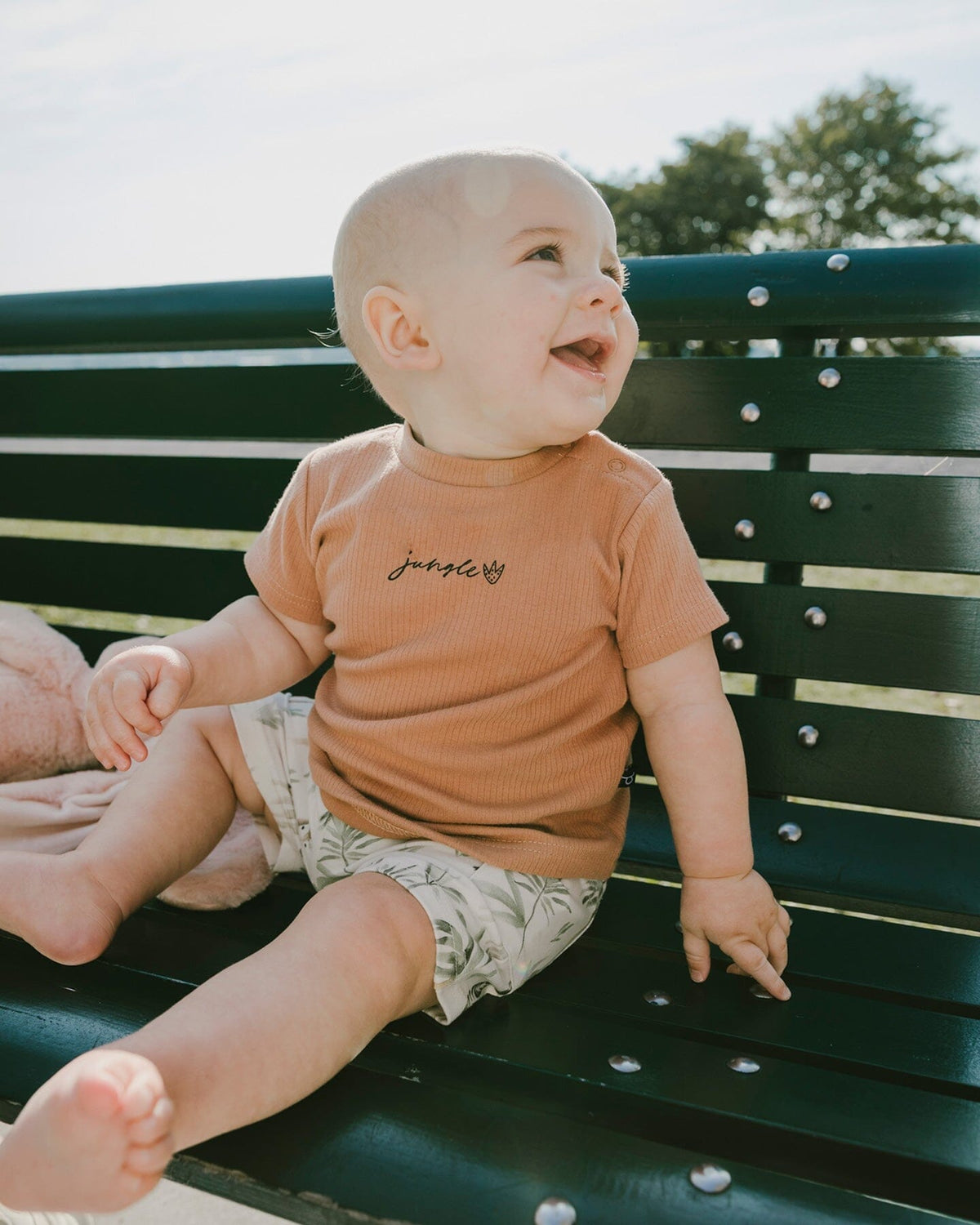 Cotton Rib Jersey T-Shirt And Organic Cotton Jersey Short Set Caramel And Beige Zebra Print - Baby Organic