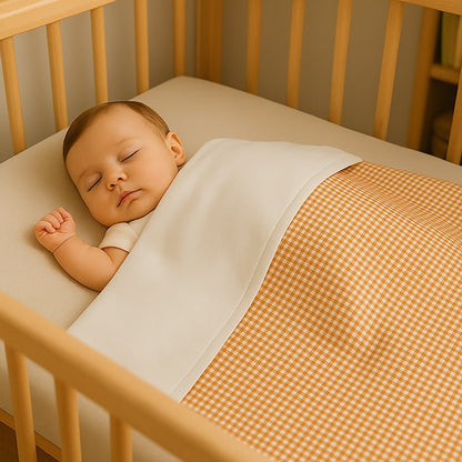 Couverture Polaire en Coton Bio Vichy et Blanc - Baby Organic