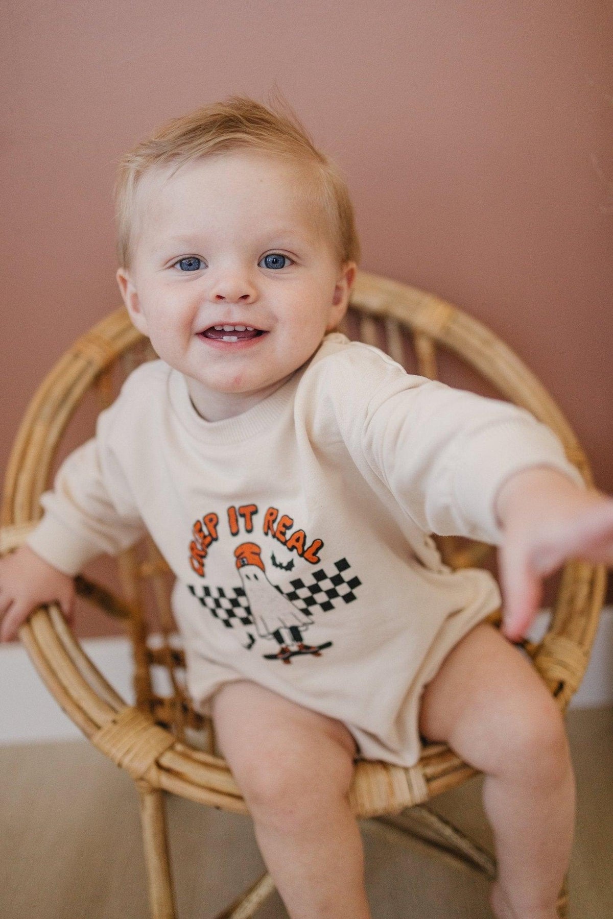 Creep It Real Organic Cotton Sweatshirt Romper - Baby Organic